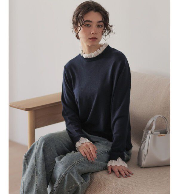 組曲「【WEB限定】レースフリルスタンド ニット」|ニット・セーター|