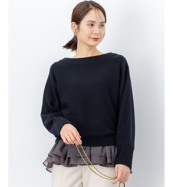 組曲「【加藤ローサさん着用】ウールカシミヤミックスボートネック ニット」|ニット・セーター|ブラック系