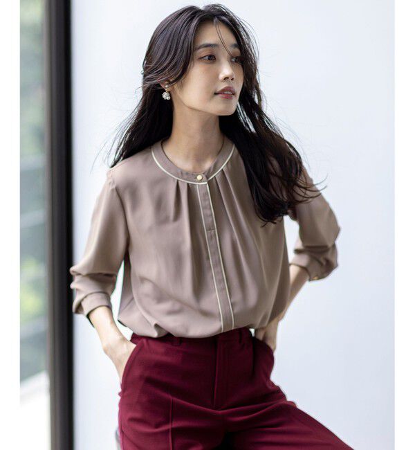 ANY SIS「フロントタックバイカラー ブラウス」|シャツ・ブラウス|