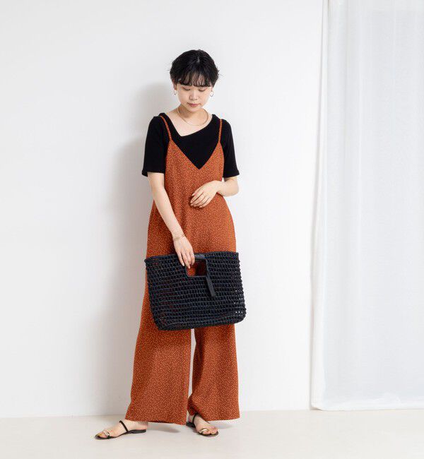 Rie Miller「ウォッシャブルシーチングプリントオールインワン」|オールインワン|