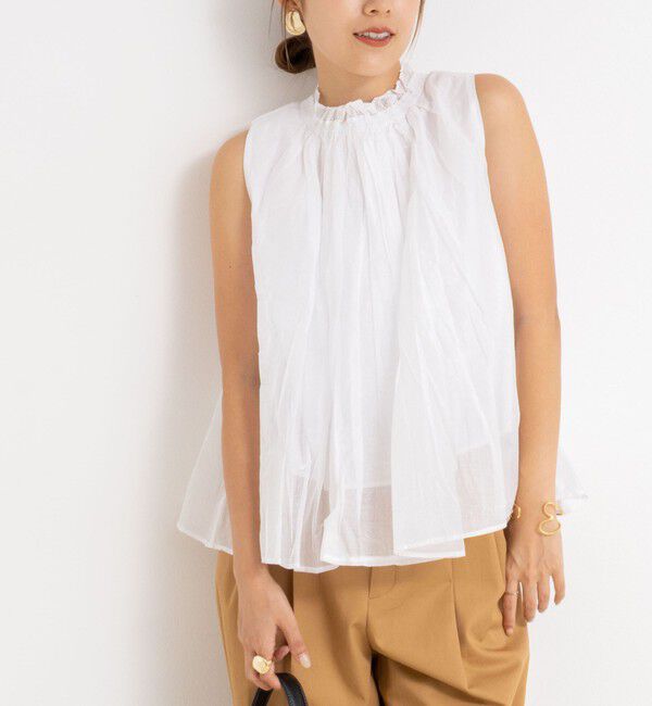 NOLLEY'S「【MARILYN MOON/マリリーンムーン】２WAYシアースターチコットンギャザーブラウス」|シャツ・ブラウス|ホワイト