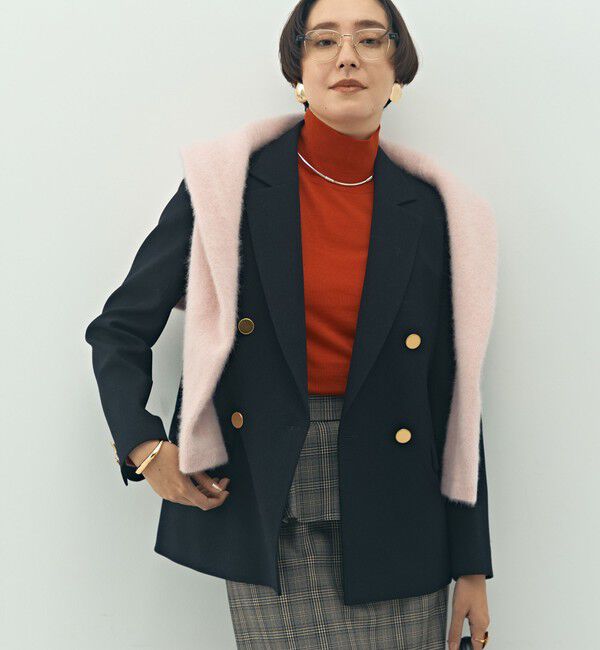 NOLLEY'S「ウォッシャブルウール調ダブルジャケット」|テーラードジャケット|ネイビー