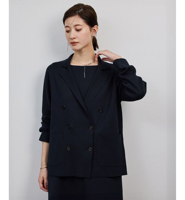 ROPE「シルクコットン総針ニットジャケット/イージーケア」|テーラードジャケット|