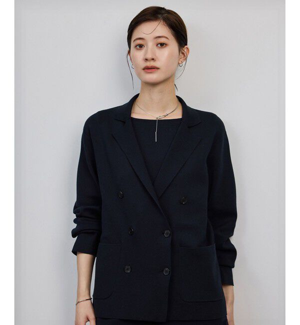 ROPE「シルクコットン総針ニットジャケット/イージーケア」|テーラードジャケット|ネイビー(40)