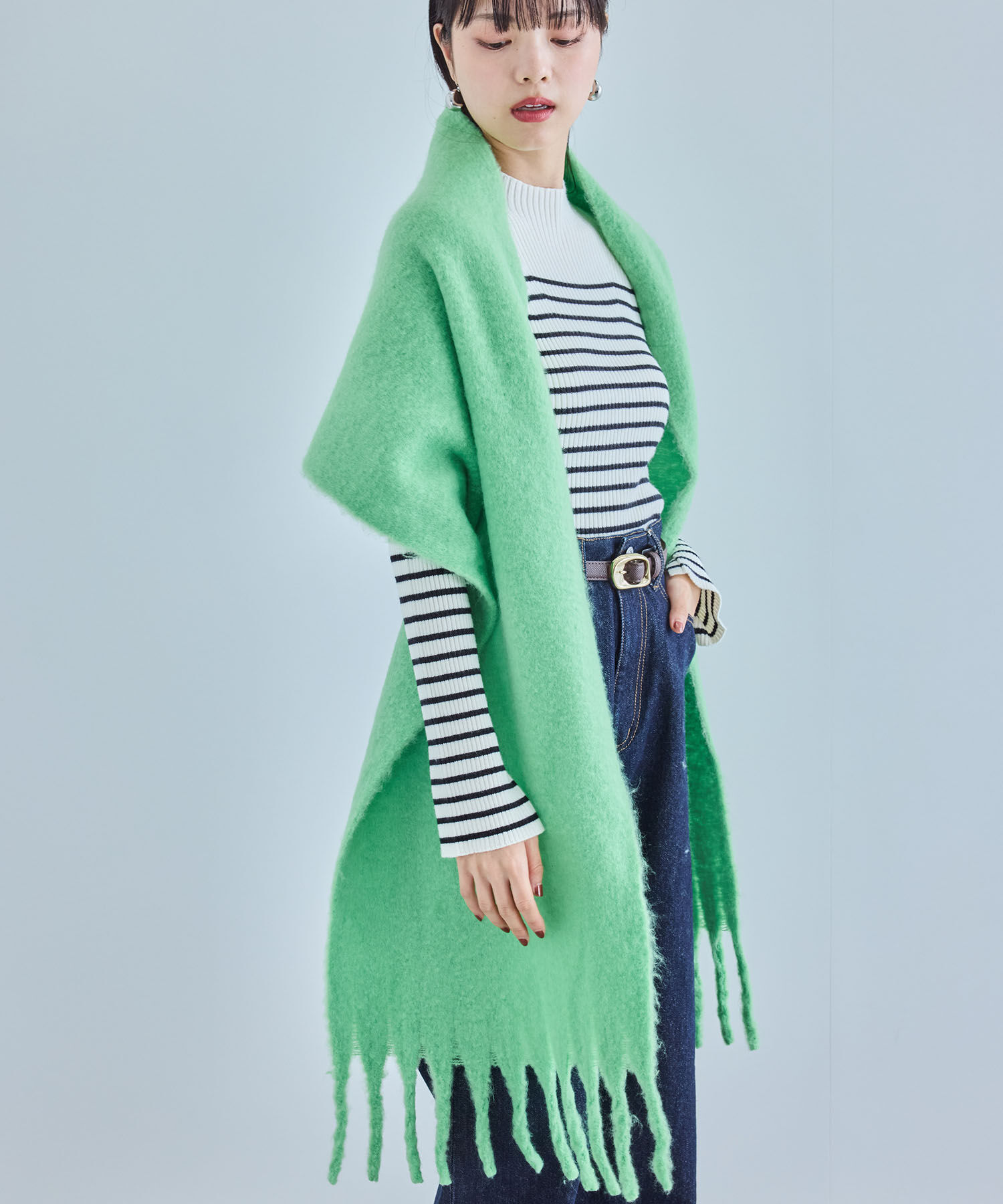 VIS「【リサイクルポリ】ふわふわ太フリンジマフラー」|マフラー|