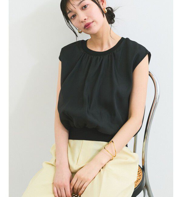 VIS「【接触冷感】楊柳シアードッキングカットプルオーバー」|Tシャツ・カットソー|ブラック(01)