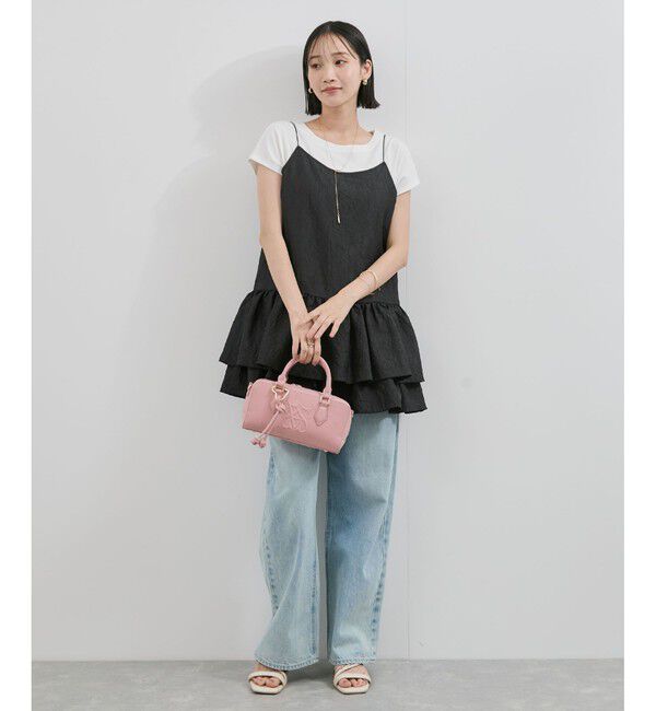 VIS「【WEB限定】【前後2WAY】フリルキャミチュニック」|チュニック|ブラック(01)