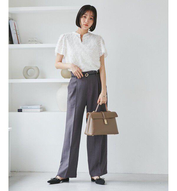 VIS「チューリップスリーブジャガードスキッパーブラウス」|シャツ・ブラウス|