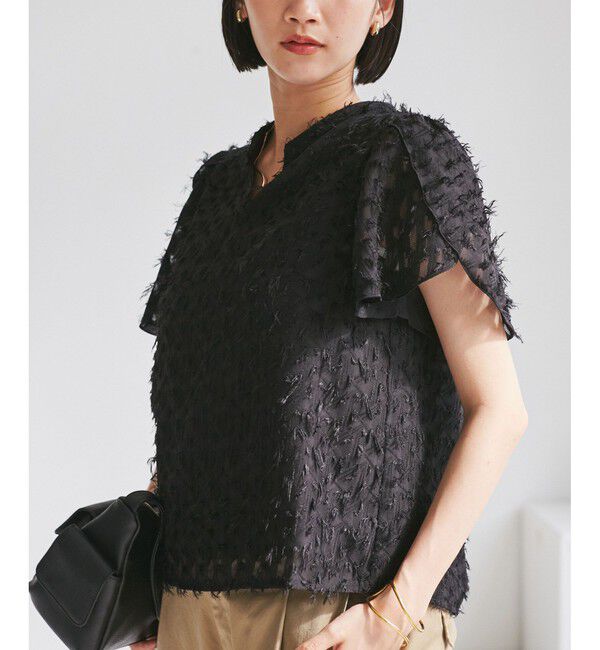 VIS「チューリップスリーブジャガードスキッパーブラウス」|シャツ・ブラウス|