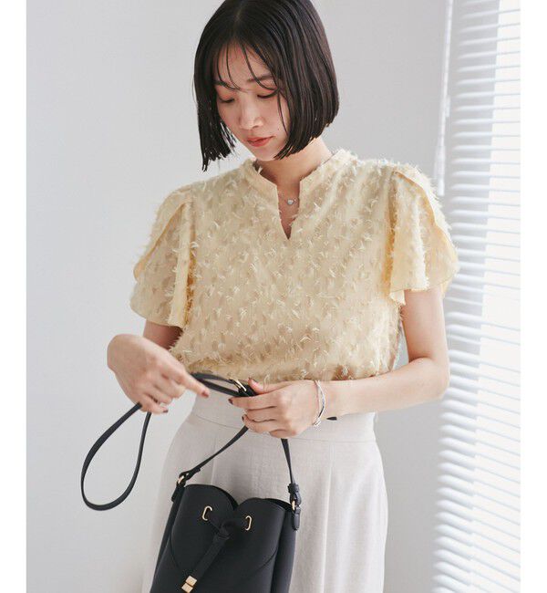 VIS「チューリップスリーブジャガードスキッパーブラウス」|シャツ・ブラウス|