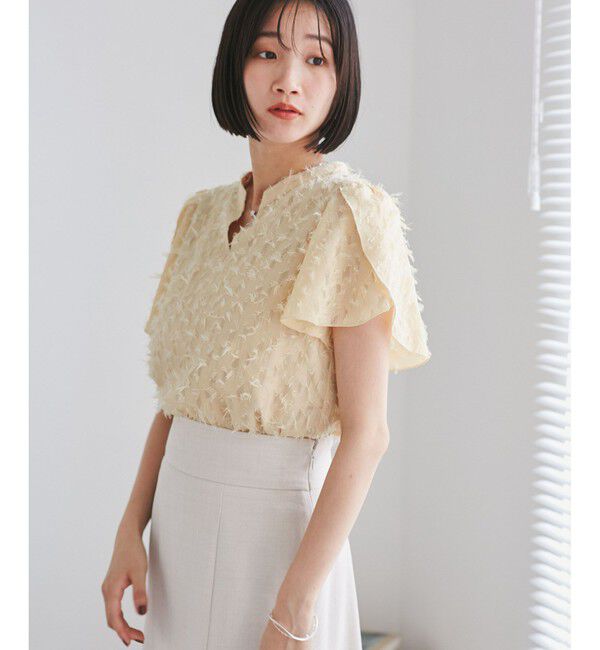 VIS「チューリップスリーブジャガードスキッパーブラウス」|シャツ・ブラウス|