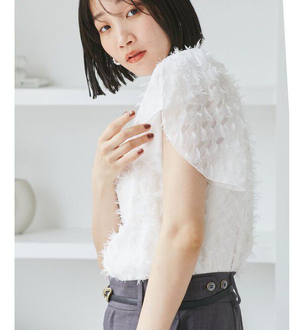 VIS「チューリップスリーブジャガードスキッパーブラウス」|シャツ・ブラウス|ホワイト(10)