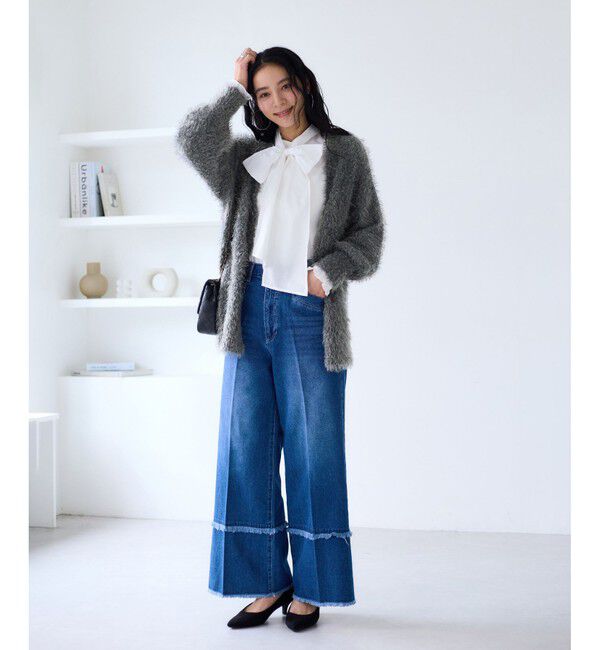 VIS「ポップコーンヤーンラメフェザーニットカーディガン/WEB限定FSサイズ」|カーディガン|