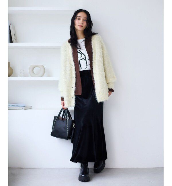 VIS「ポップコーンヤーンラメフェザーニットカーディガン/WEB限定FSサイズ」|カーディガン|