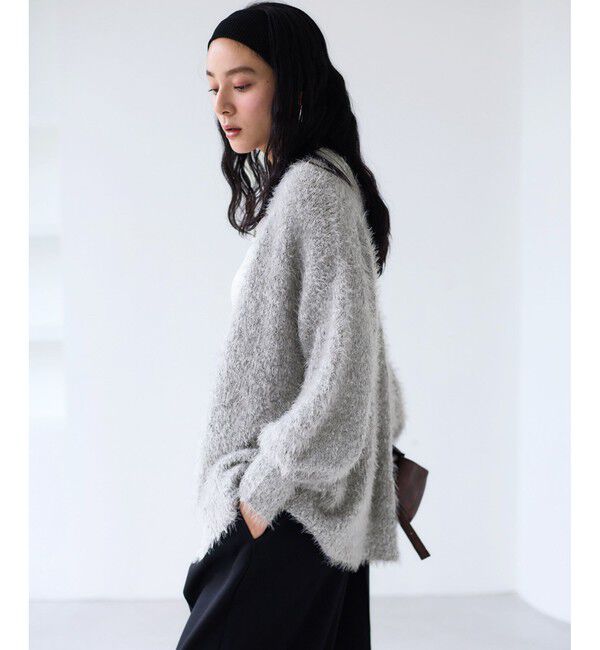 VIS「ポップコーンヤーンラメフェザーニットカーディガン/WEB限定FSサイズ」|カーディガン|