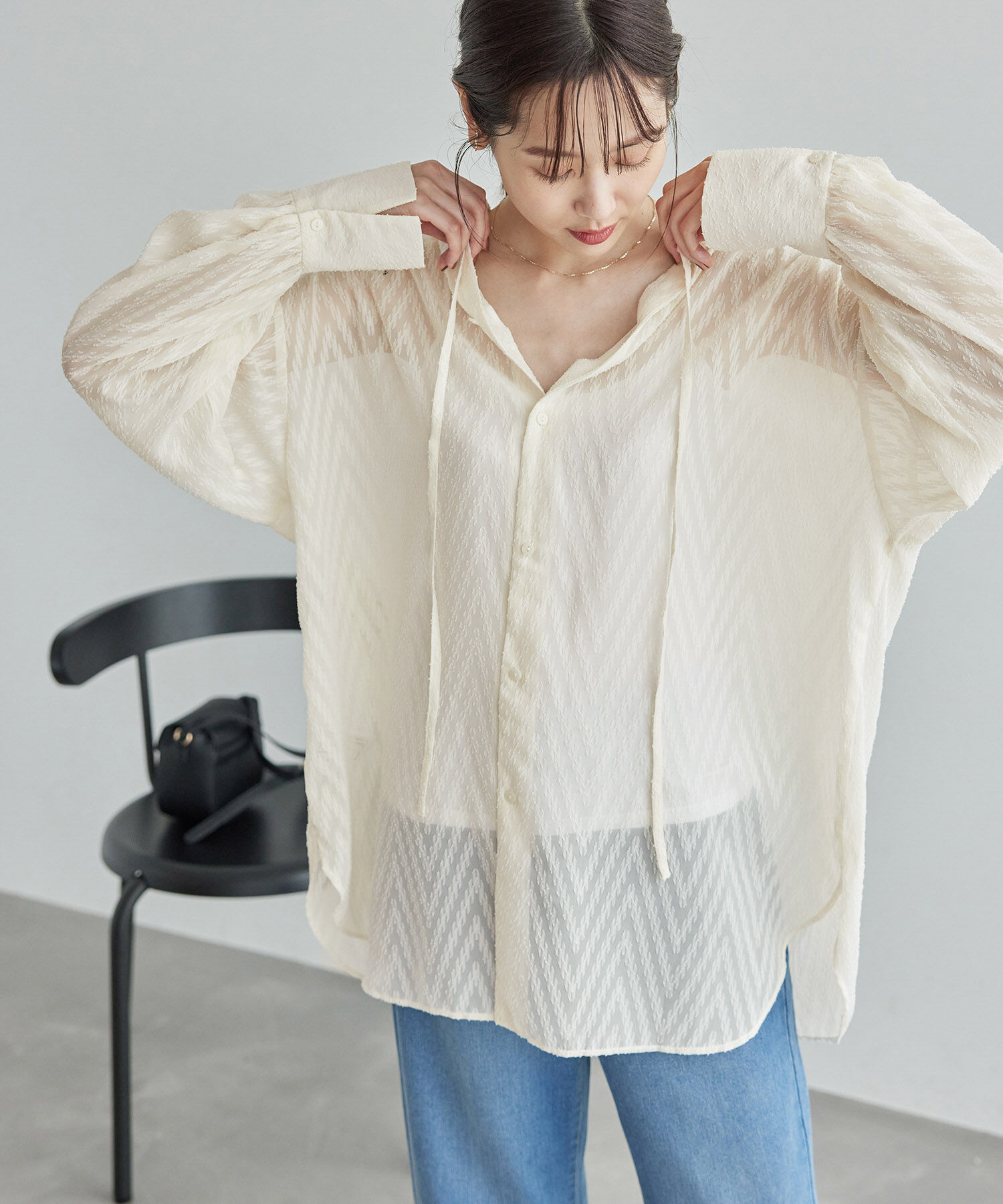 Rope&rsquo;Picnic「2WAY/シアー柄リボンブラウス」|シャツ・ブラウス|