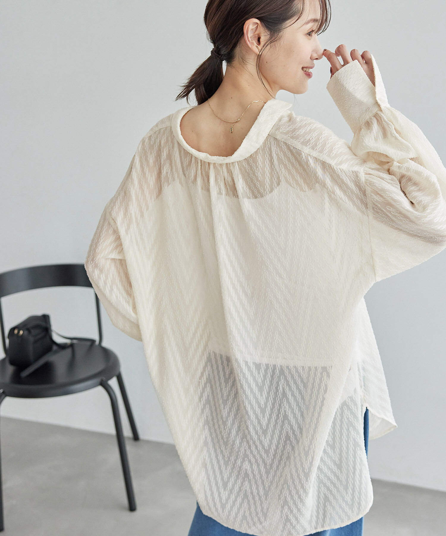 Rope&rsquo;Picnic「2WAY/シアー柄リボンブラウス」|シャツ・ブラウス|