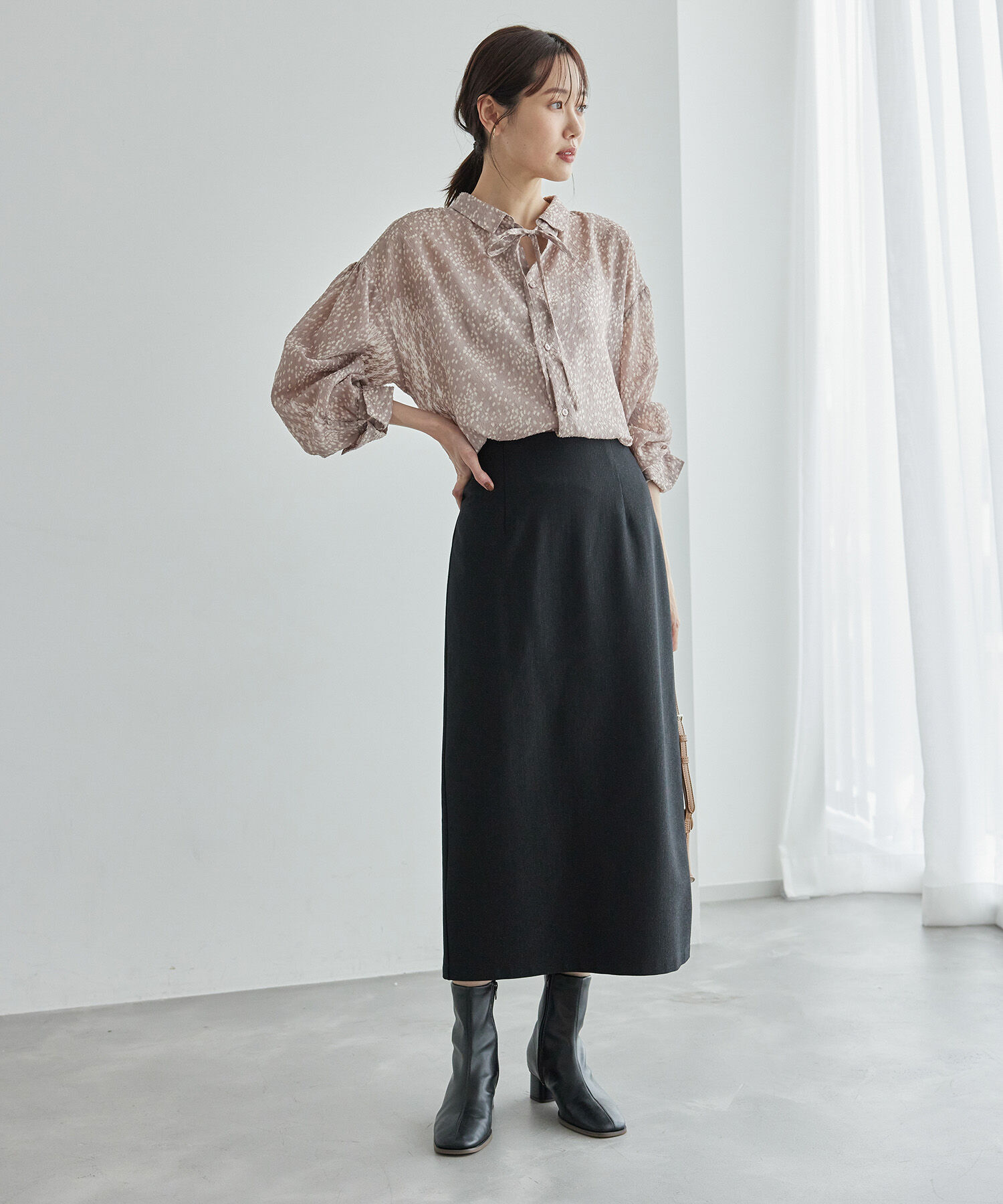 Rope&rsquo;Picnic「2WAY/シアー柄リボンブラウス」|シャツ・ブラウス|