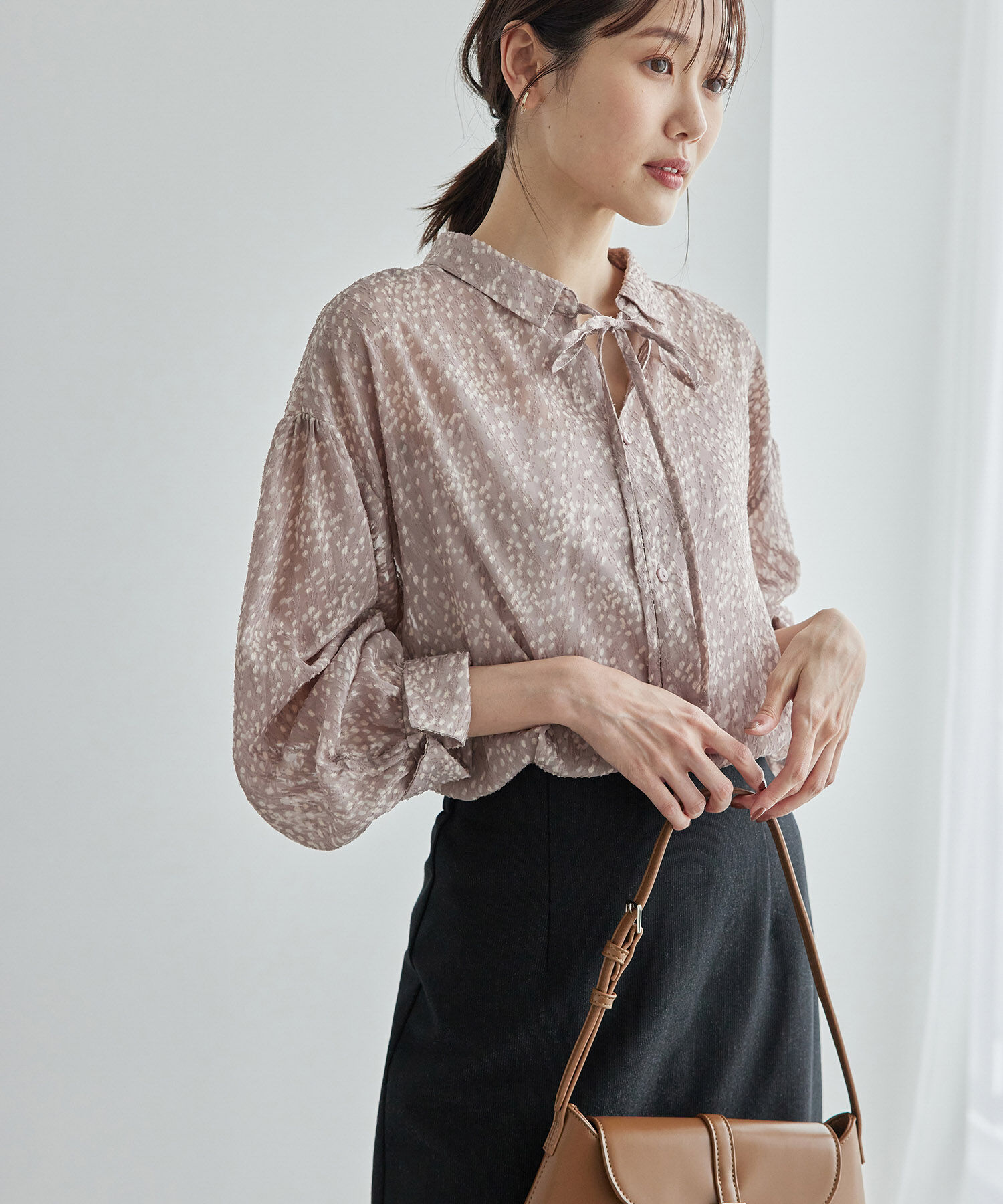 Rope&rsquo;Picnic「2WAY/シアー柄リボンブラウス」|シャツ・ブラウス|ピンク(63)