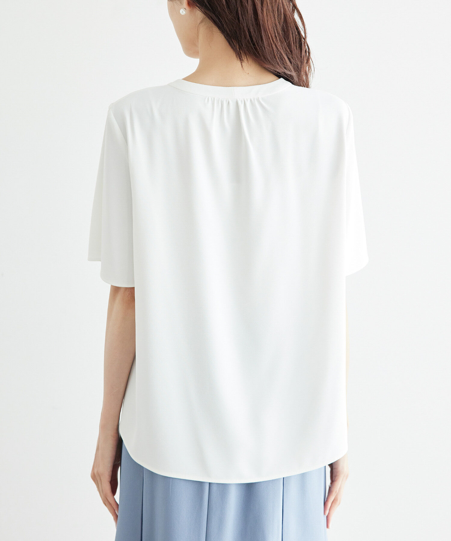 Rope&rsquo;Picnic「2サイズ展開/メタルボタンリボンタイハーフスリーブブラウス」|シャツ・ブラウス|