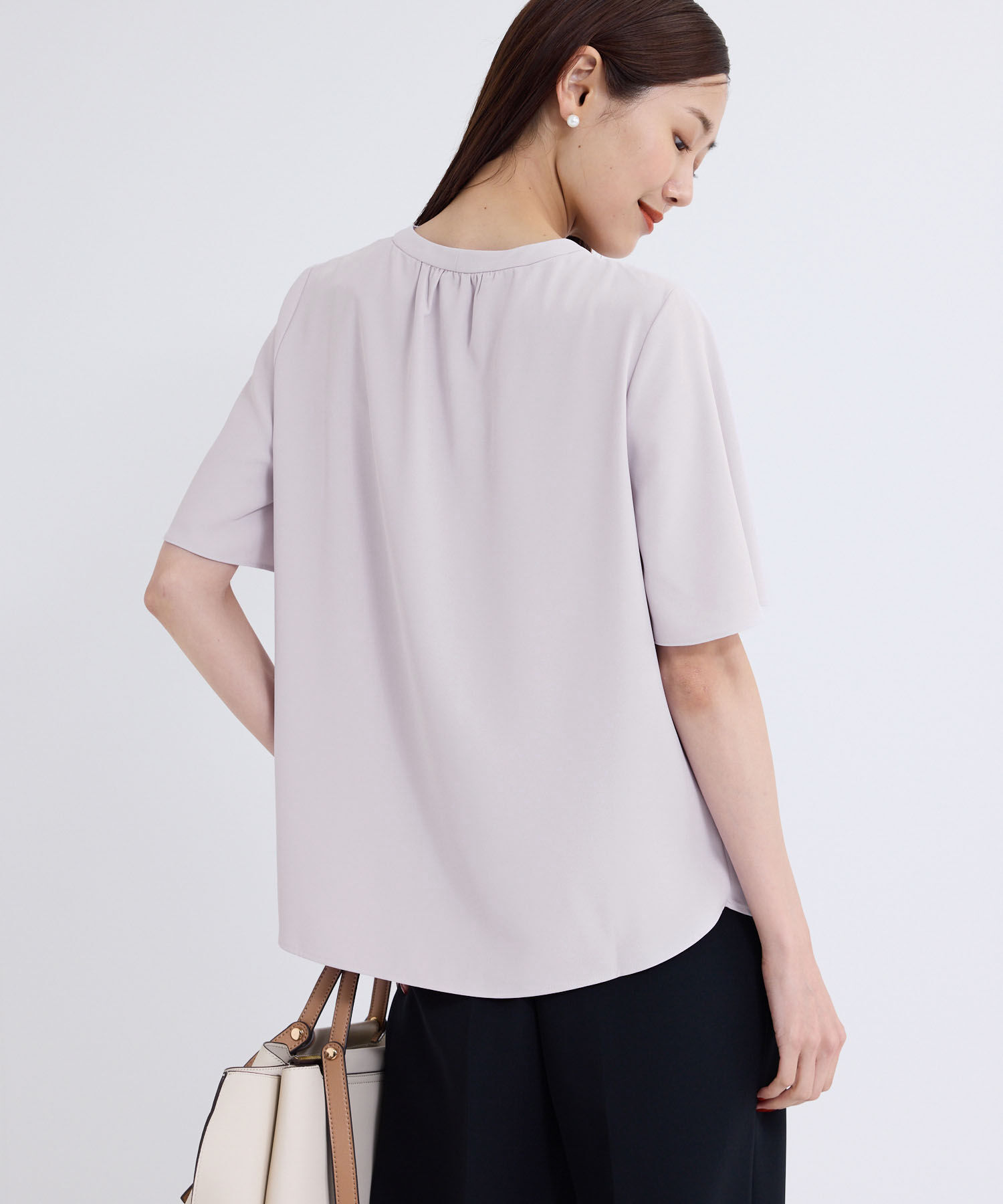 Rope&rsquo;Picnic「2サイズ展開/メタルボタンリボンタイハーフスリーブブラウス」|シャツ・ブラウス|