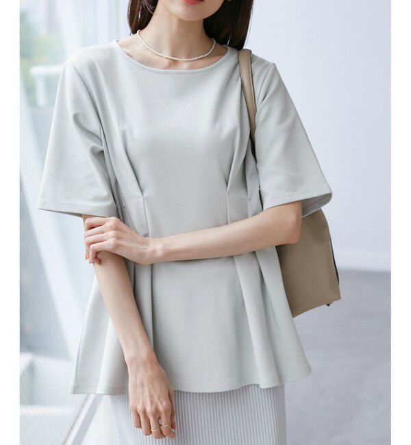 Rope&rsquo;Picnic「(接触冷感&times;UVカット)ウエストタックペプラムトップス」|Tシャツ・カットソー|