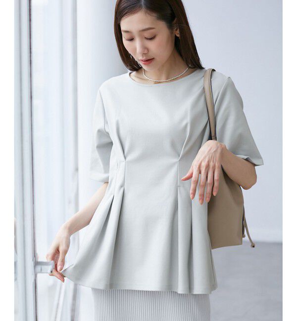 Rope&rsquo;Picnic「(接触冷感&times;UVカット)ウエストタックペプラムトップス」|Tシャツ・カットソー|