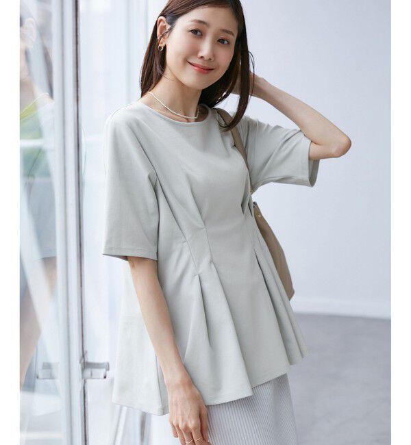 Rope&rsquo;Picnic「(接触冷感&times;UVカット)ウエストタックペプラムトップス」|Tシャツ・カットソー|