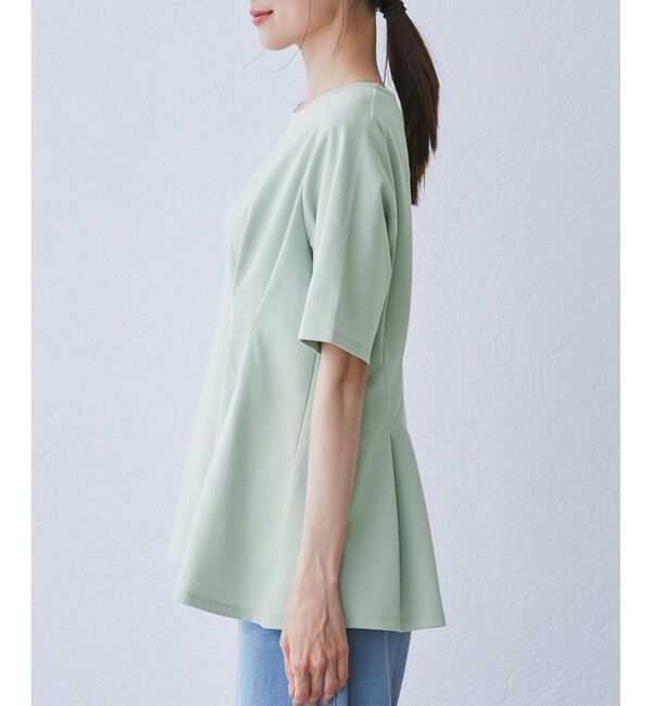 Rope&rsquo;Picnic「(接触冷感&times;UVカット)ウエストタックペプラムトップス」|Tシャツ・カットソー|