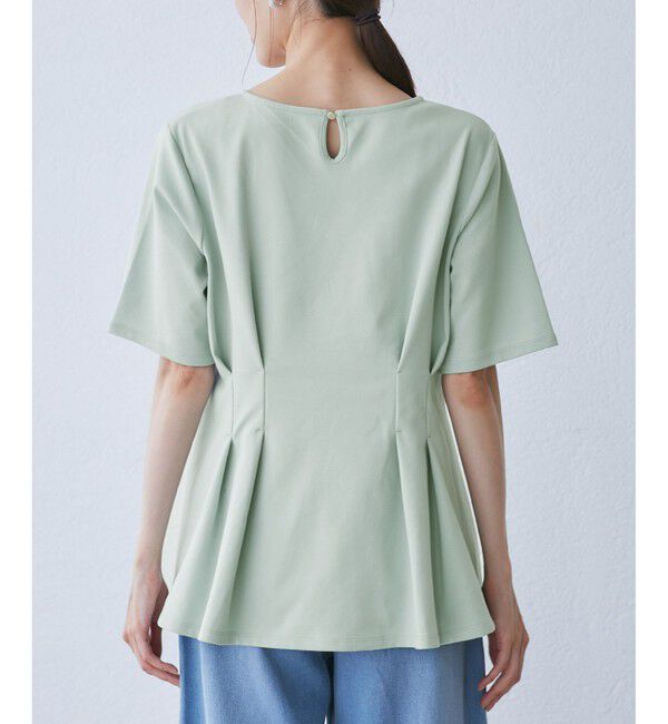 Rope&rsquo;Picnic「(接触冷感&times;UVカット)ウエストタックペプラムトップス」|Tシャツ・カットソー|