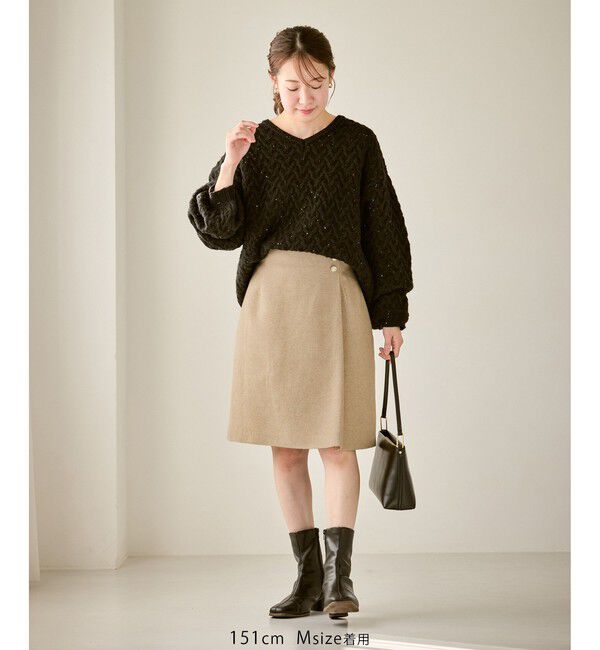 Rope&rsquo;Picnic「ラメカルゼラップ風金ボタンミニスカート」|スカート|