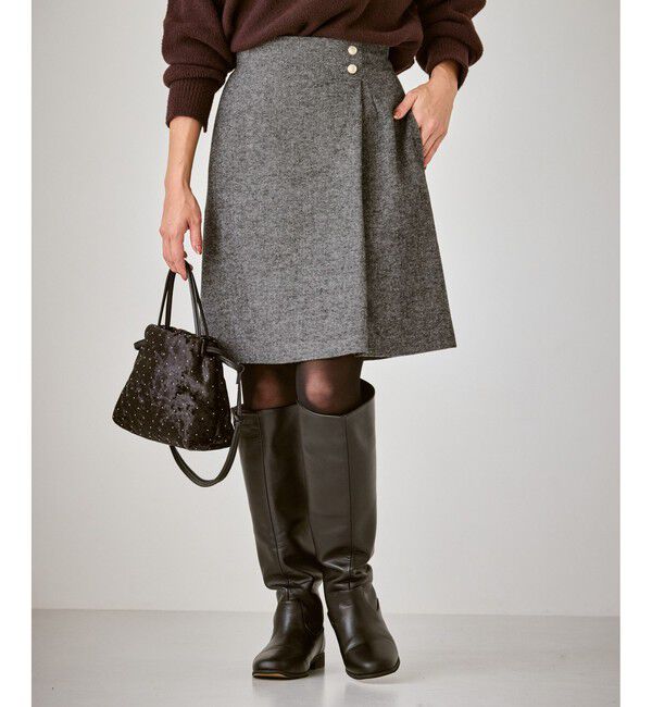 Rope&rsquo;Picnic「ラメカルゼラップ風金ボタンミニスカート」|スカート|