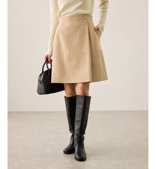 Rope&rsquo;Picnic「ラメカルゼラップ風金ボタンミニスカート」|スカート|ベージュ(27)