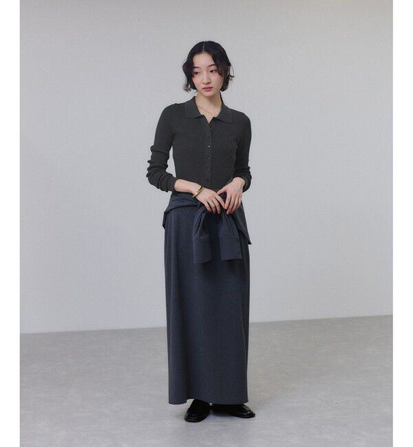 ADAM ET ROPE'「ポロニットリブカーディガン」|カーディガン|