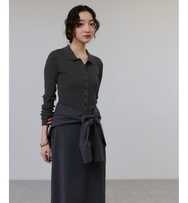 ADAM ET ROPE'「ポロニットリブカーディガン」|カーディガン|