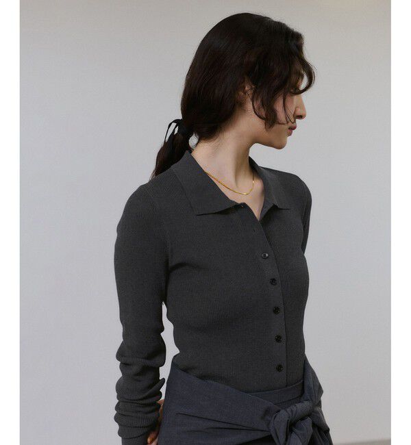 ADAM ET ROPE'「ポロニットリブカーディガン」|カーディガン|