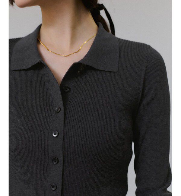 ADAM ET ROPE'「ポロニットリブカーディガン」|カーディガン|