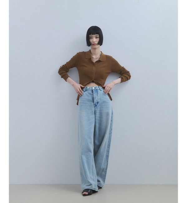 ADAM ET ROPE'「ポロニットリブカーディガン」|カーディガン|