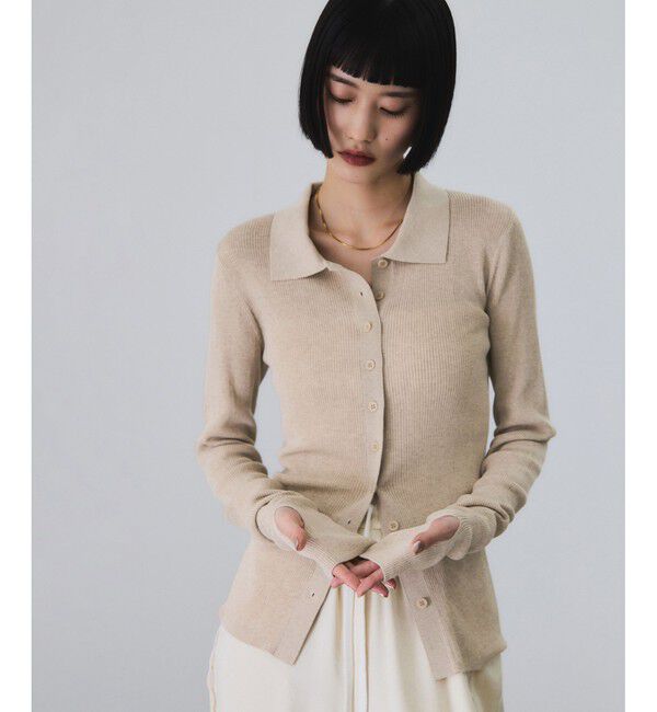 ADAM ET ROPE'「ポロニットリブカーディガン」|カーディガン|