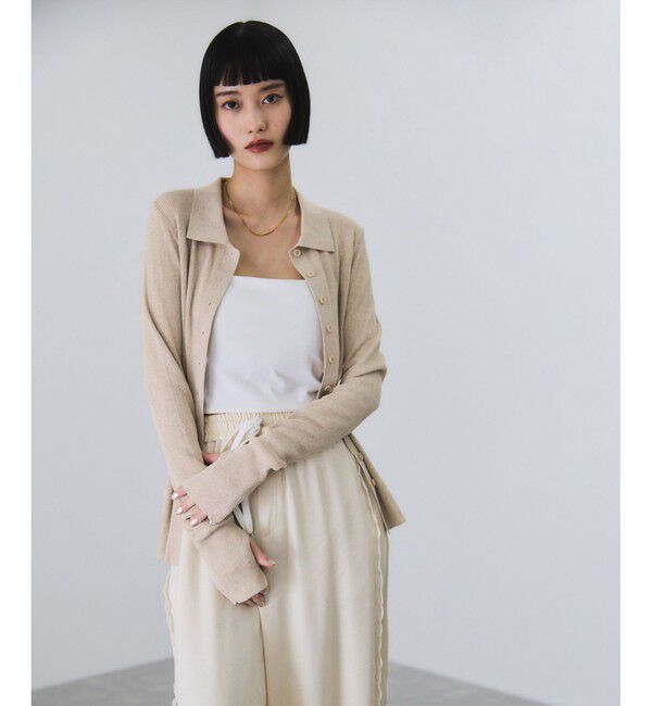 ADAM ET ROPE'「ポロニットリブカーディガン」|カーディガン|