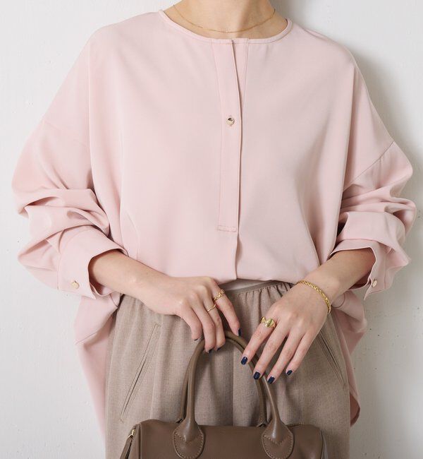  「スキッパーオーバーブラウス」|シャツ・ブラウス|ピンク