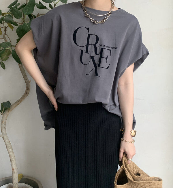  「【WEB限定】ドロストミックスロゴTEE」|Tシャツ・カットソー|ダークグレー