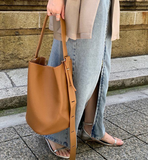 「ショルダーバッグ」|トートバッグ|キャメル