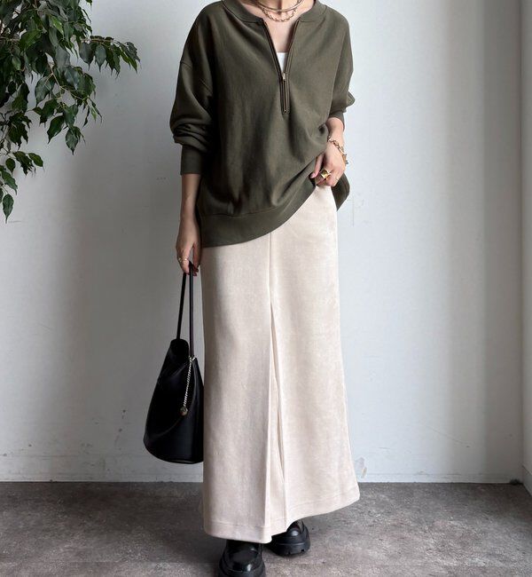  「フェイクスエードフロントスリットタイトスカート」|スカート|