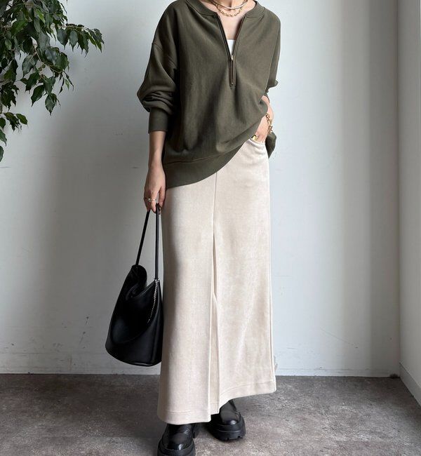  「フェイクスエードフロントスリットタイトスカート」|スカート|