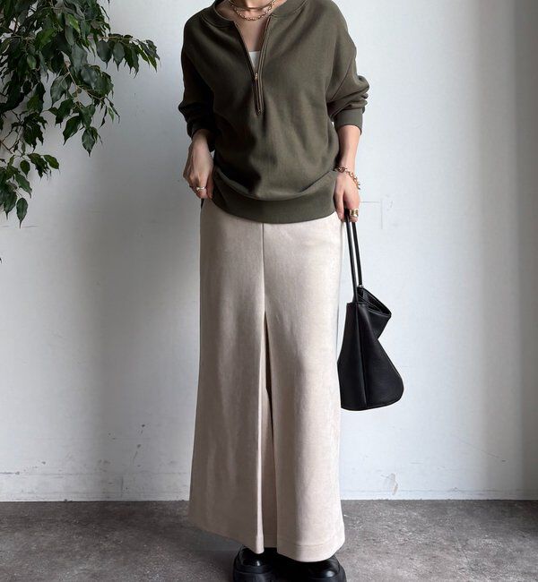  「フェイクスエードフロントスリットタイトスカート」|スカート|