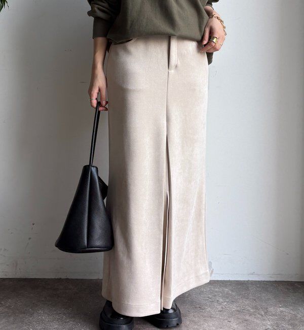  「フェイクスエードフロントスリットタイトスカート」|スカート|