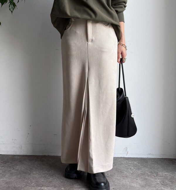  「フェイクスエードフロントスリットタイトスカート」|スカート|