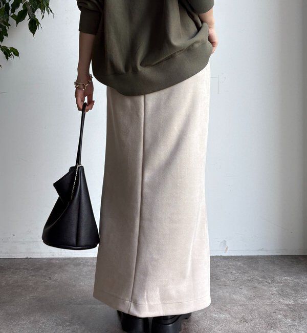  「フェイクスエードフロントスリットタイトスカート」|スカート|