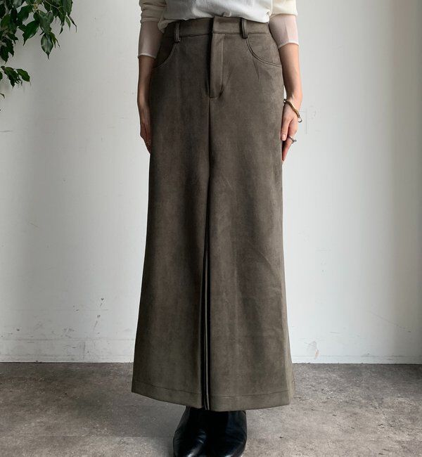  「フェイクスエードフロントスリットタイトスカート」|スカート|